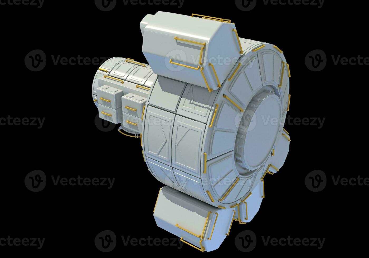Service Module of ISS International Space Station 3D rendering on black background photo