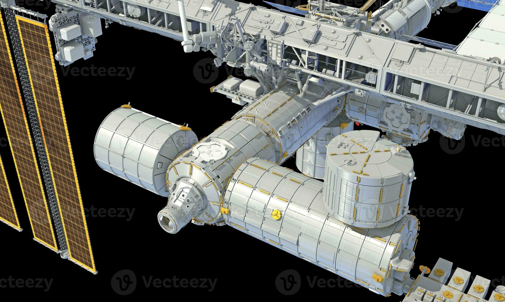 International Space Station ISS 3D rendering on black background photo