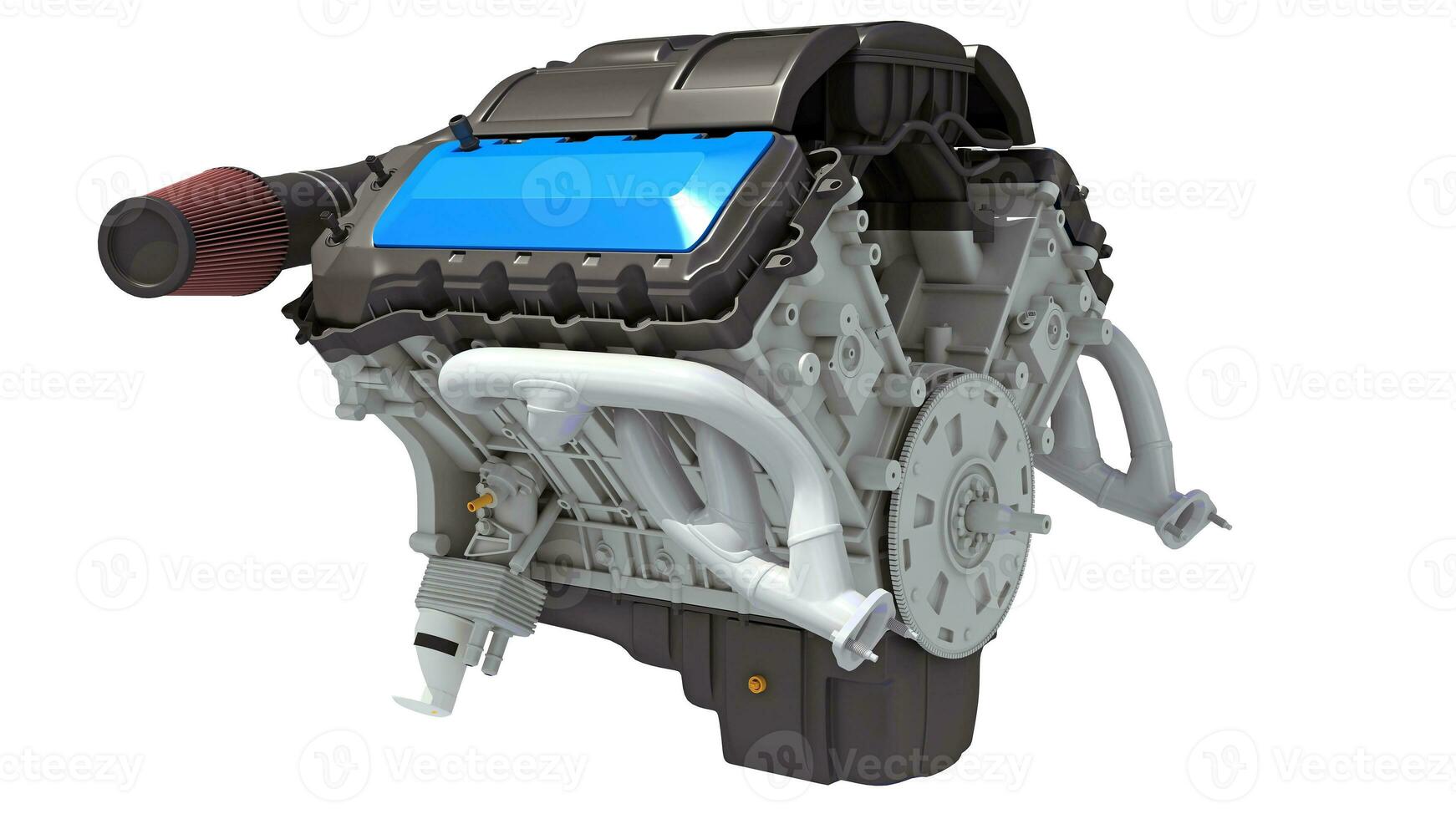 V8 Car Engine 3D rendering on white background photo