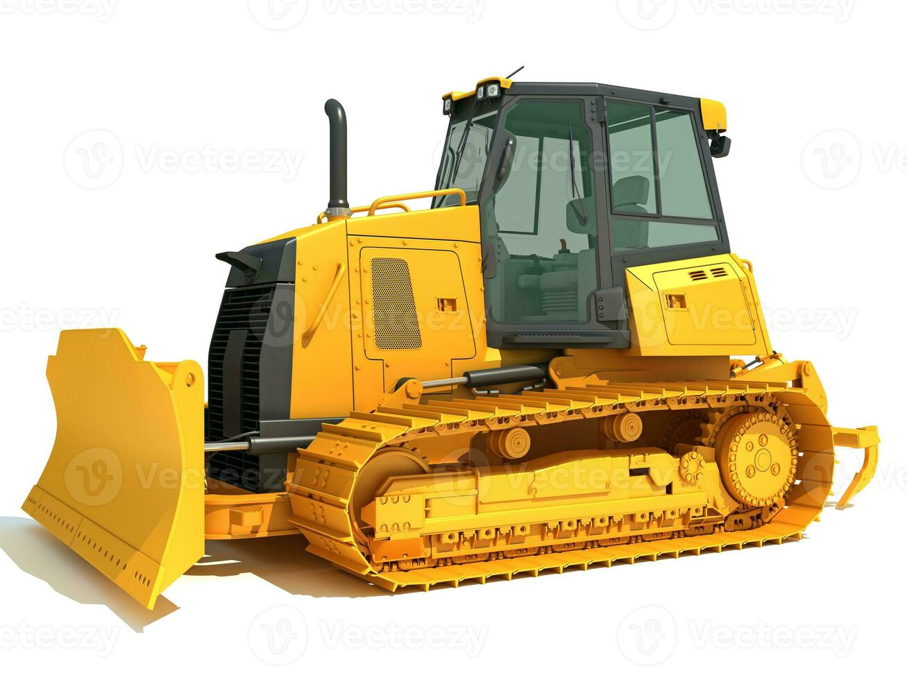 Tracked Dozer heavy construction machinery 3D rendering on white background photo