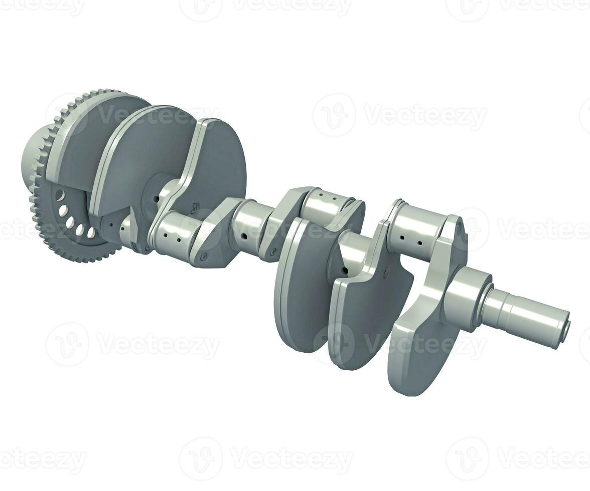 Car Engine Crankshaft 3D rendering on white background photo