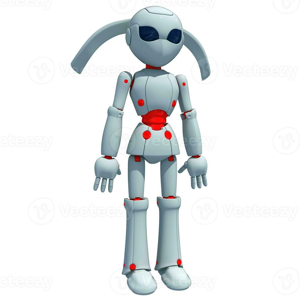 Robot 3D rendering on white background photo