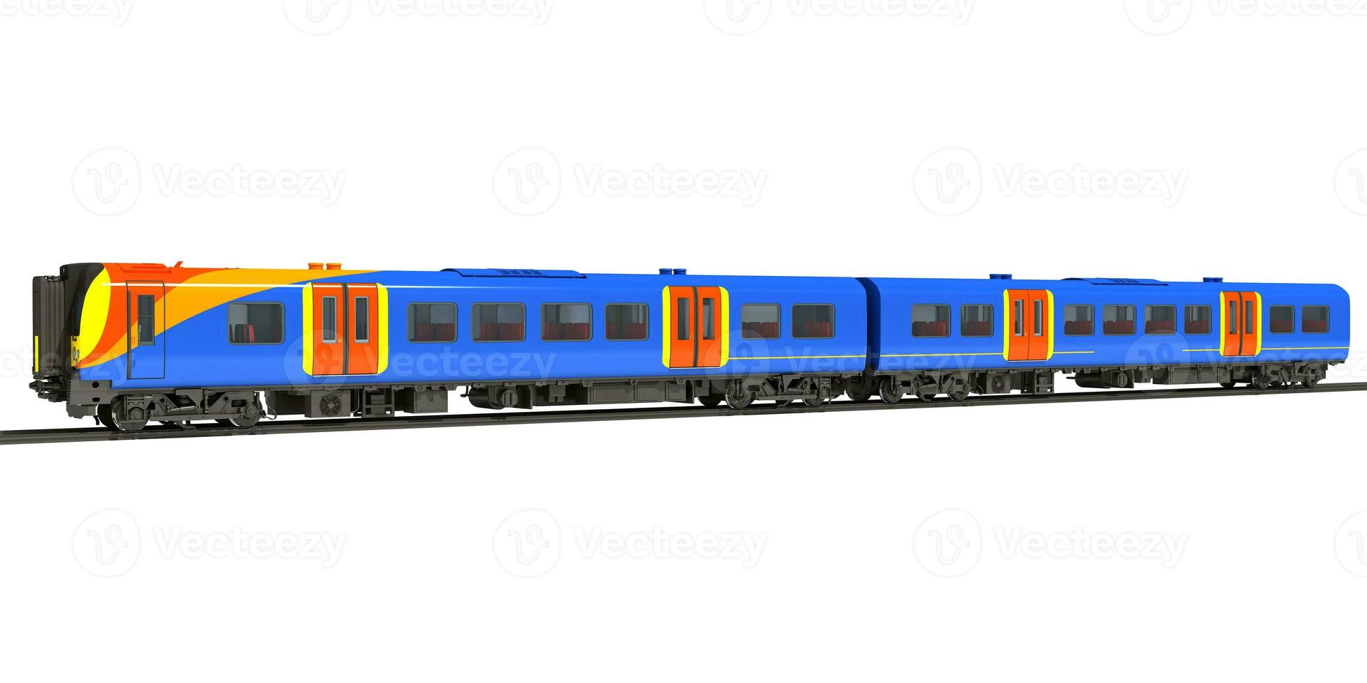 Passenger Train 3D rendering on white background photo