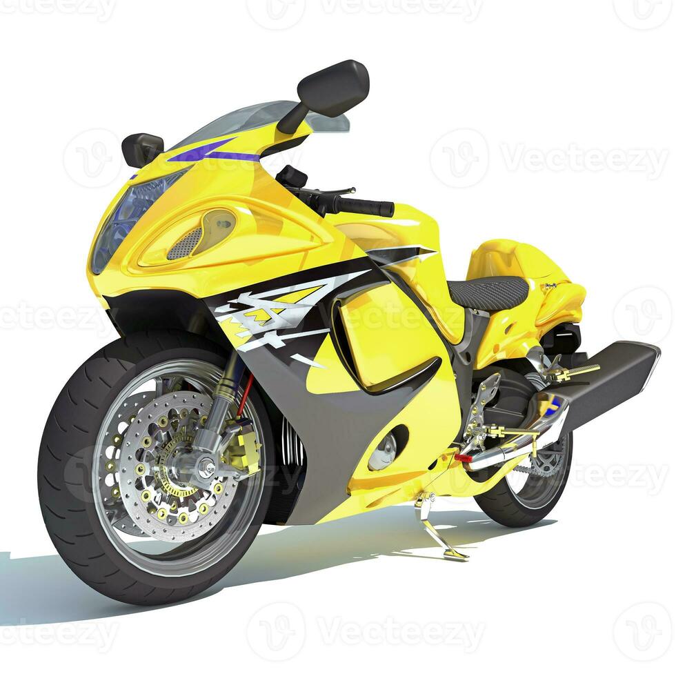 Motorcycle 3D rendering on white background photo