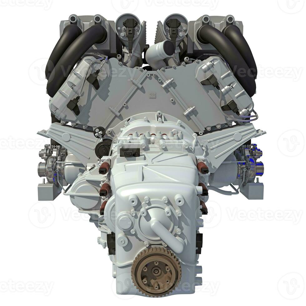 V16 Engine 3D rendering on white background photo