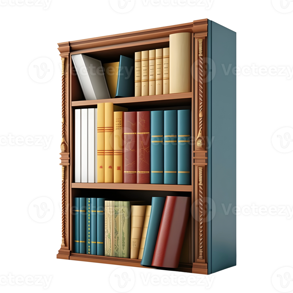 AI generated 3D Rendering of a Books Cupboard on Transparent Background - Ai Generated png