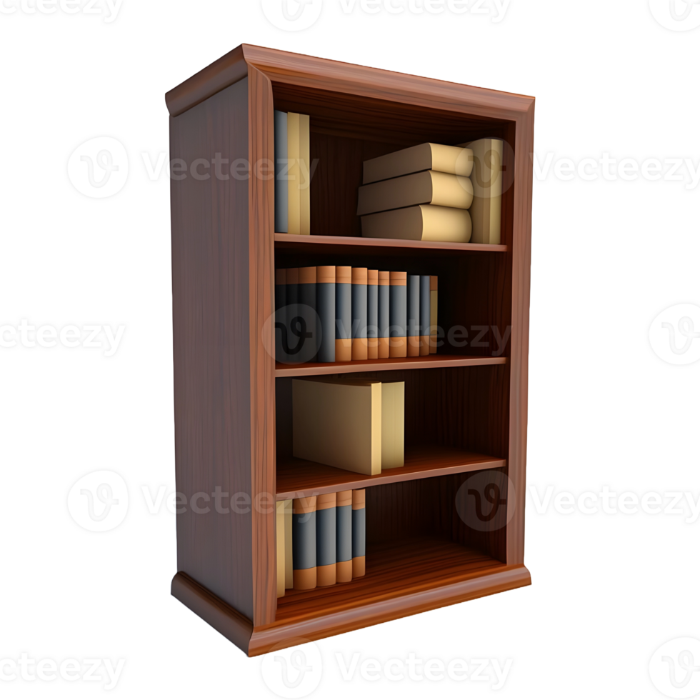 AI generated 3D Rendering of a Books Cupboard on Transparent Background - Ai Generated png