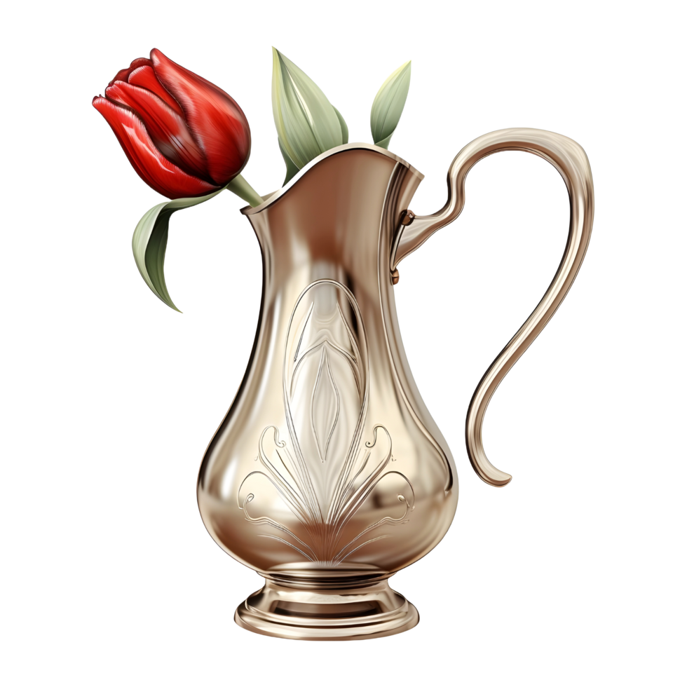 AI generated Silver Traditional Jug on Transparent background - Ai Generated png