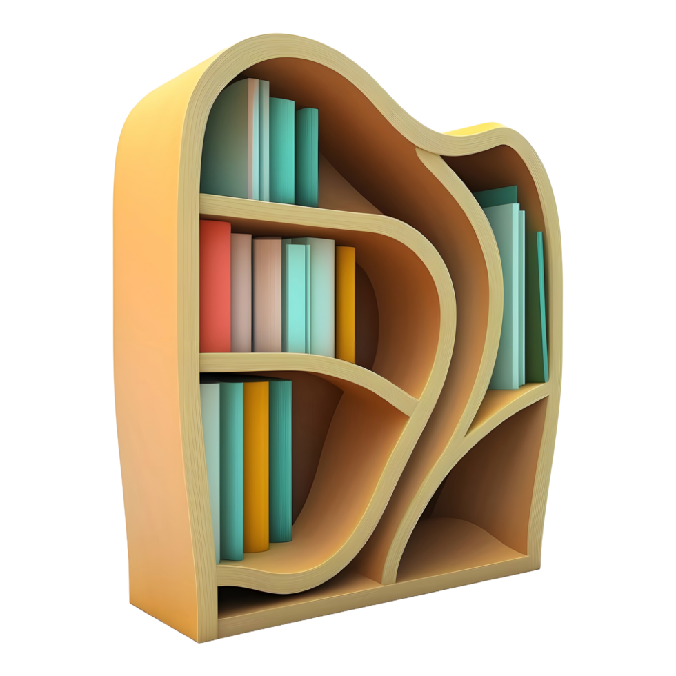 AI generated 3D Rendering of a Books Cupboard on Transparent Background - Ai Generated png