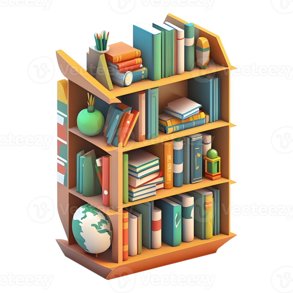 AI generated 3D Rendering of a Books Cupboard on Transparent Background - Ai Generated png