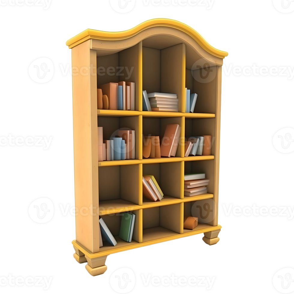 AI generated 3D Rendering of a Books Cupboard on Transparent Background - Ai Generated png