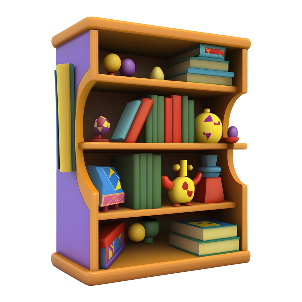 ai gerado 3d Renderização do uma livros armário em transparente fundo - ai gerado png