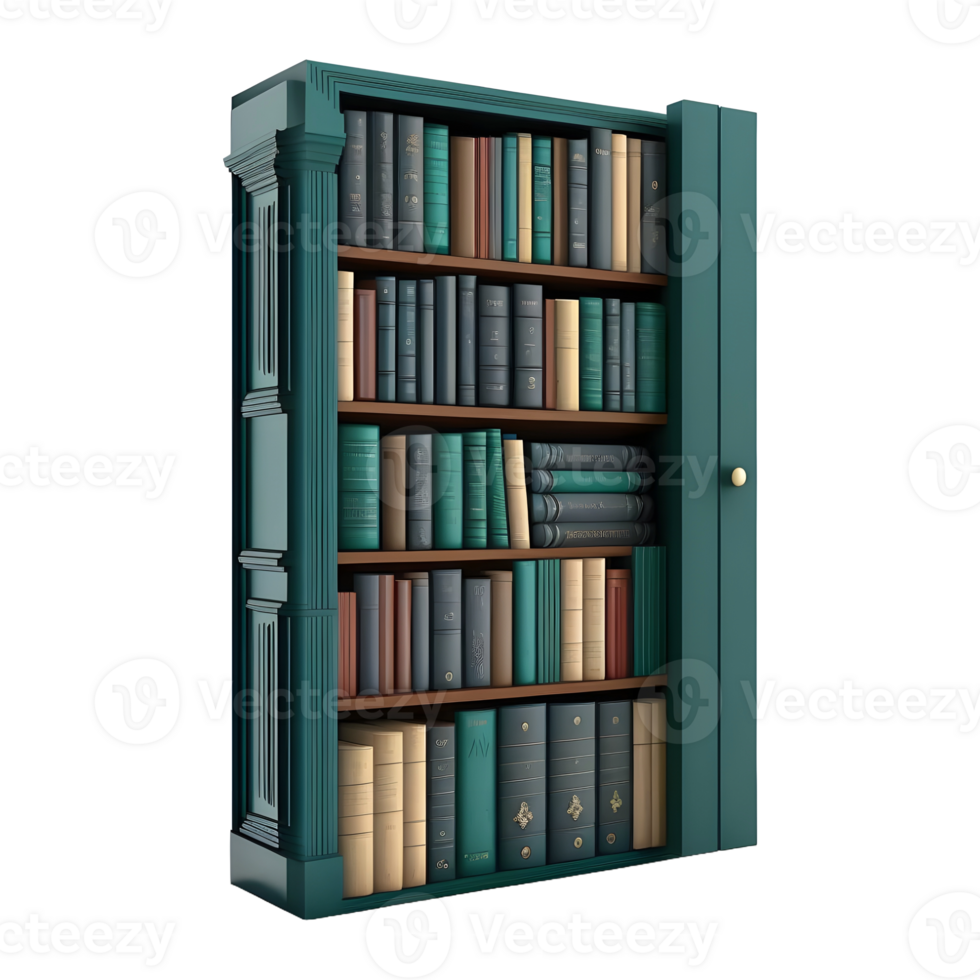 AI generated 3D Rendering of a Books Cupboard on Transparent Background - Ai Generated png