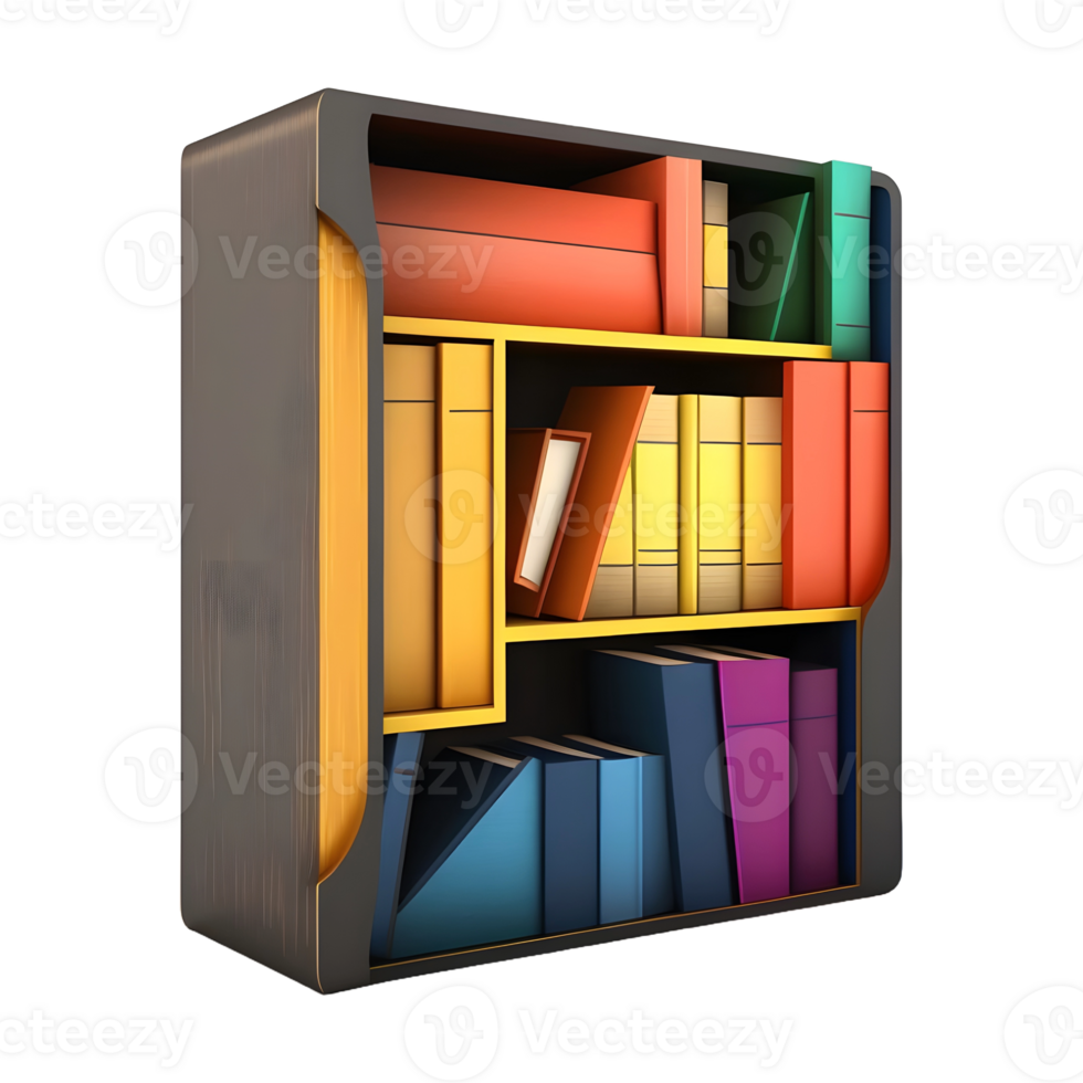 AI generated 3D Rendering of a Books Cupboard on Transparent Background - Ai Generated png