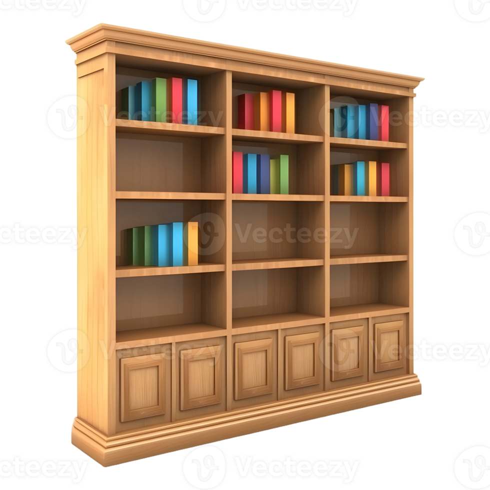 AI generated 3D Rendering of a Books Cupboard on Transparent Background - Ai Generated png