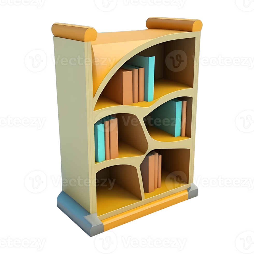 AI generated 3D Rendering of a Books Cupboard on Transparent Background - Ai Generated png