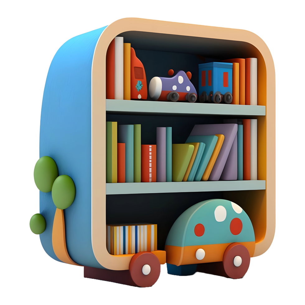 AI generated 3D Rendering of a Books Cupboard on Transparent Background - Ai Generated png