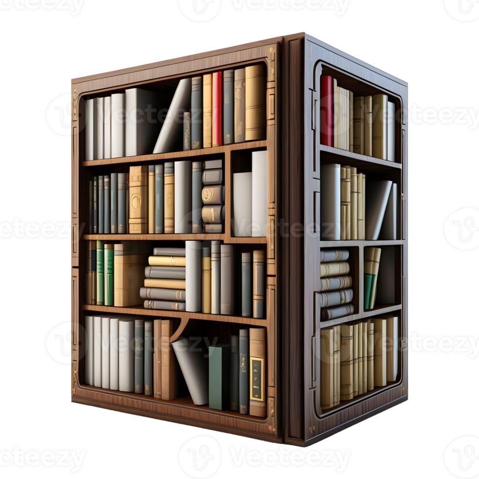 AI generated 3D Rendering of a Books Cupboard on Transparent Background - Ai Generated png