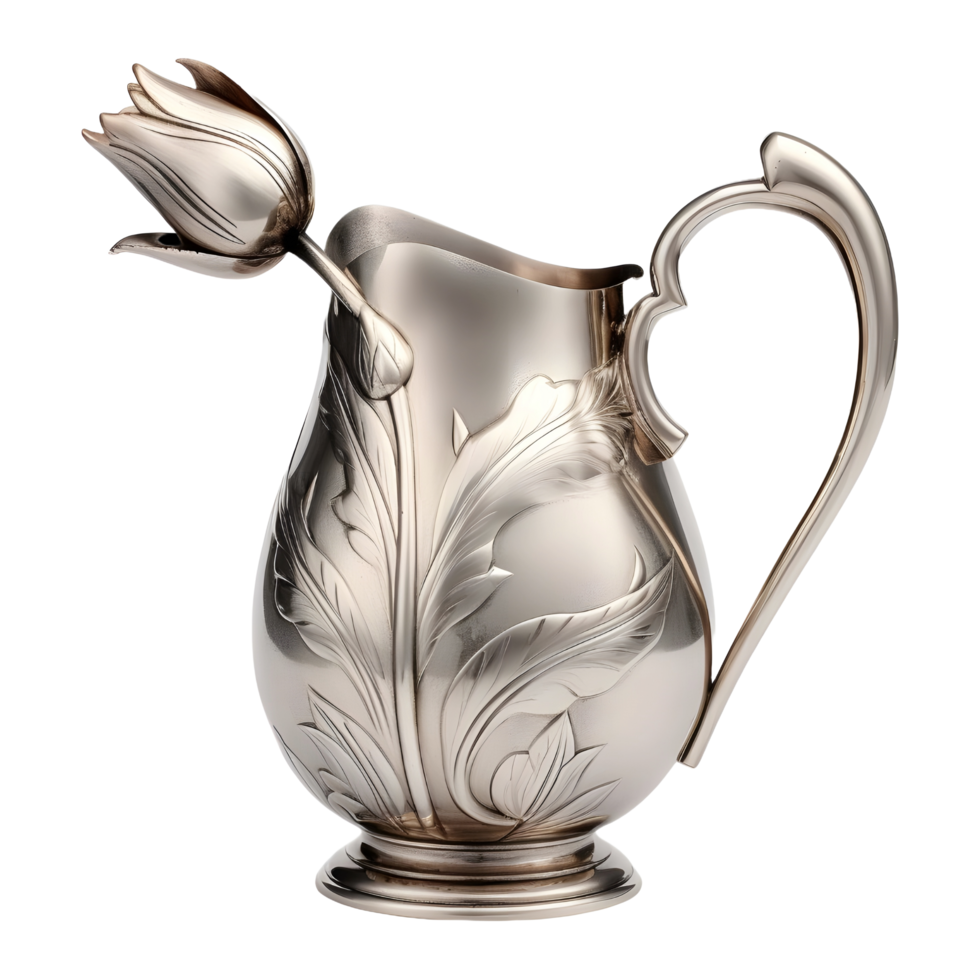 AI generated Silver Traditional Jug on Transparent background - Ai Generated png