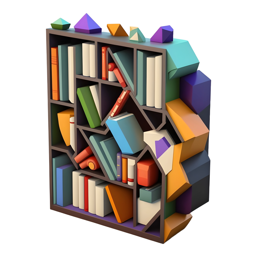 AI generated 3D Rendering of a Books Cupboard on Transparent Background - Ai Generated png