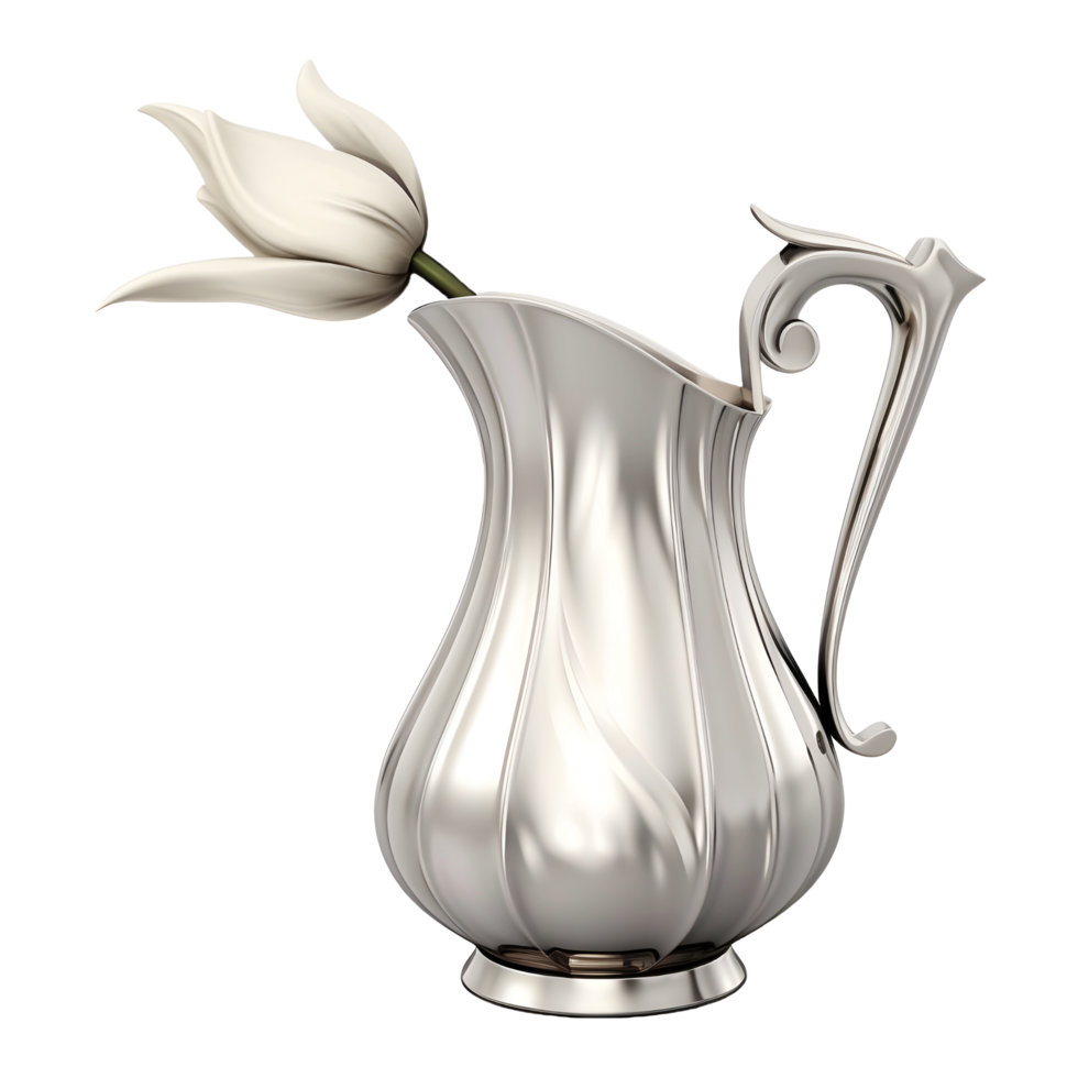 AI generated Silver Traditional Jug on Transparent background - Ai Generated png