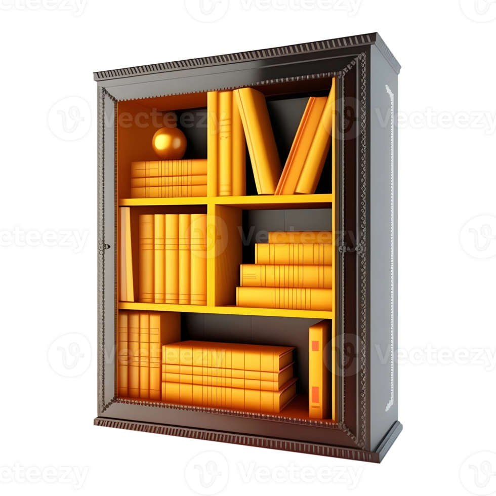 AI generated 3D Rendering of a Books Cupboard on Transparent Background - Ai Generated png