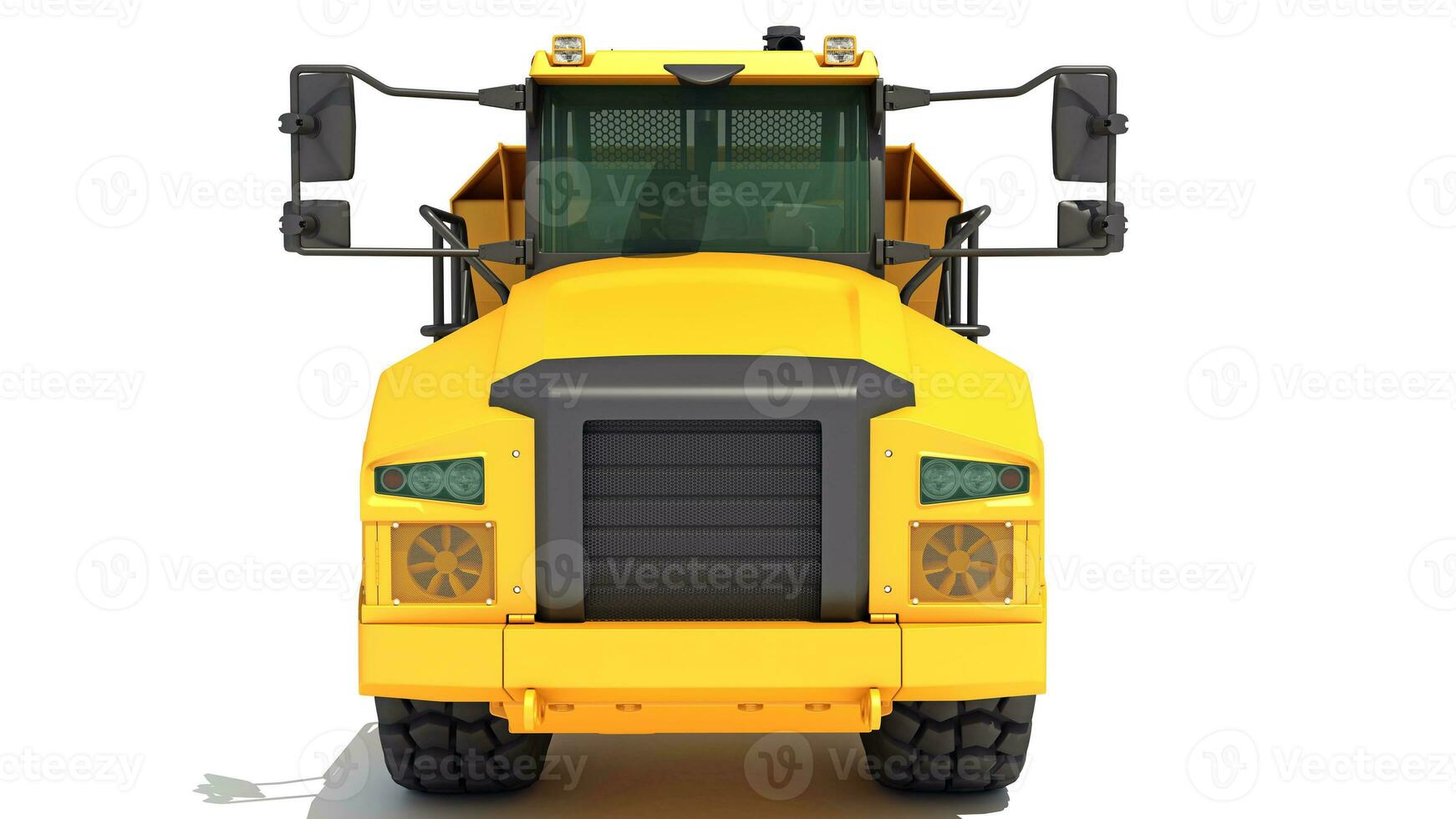 Dump Truck 3D rendering heavy construction machinery on white background photo