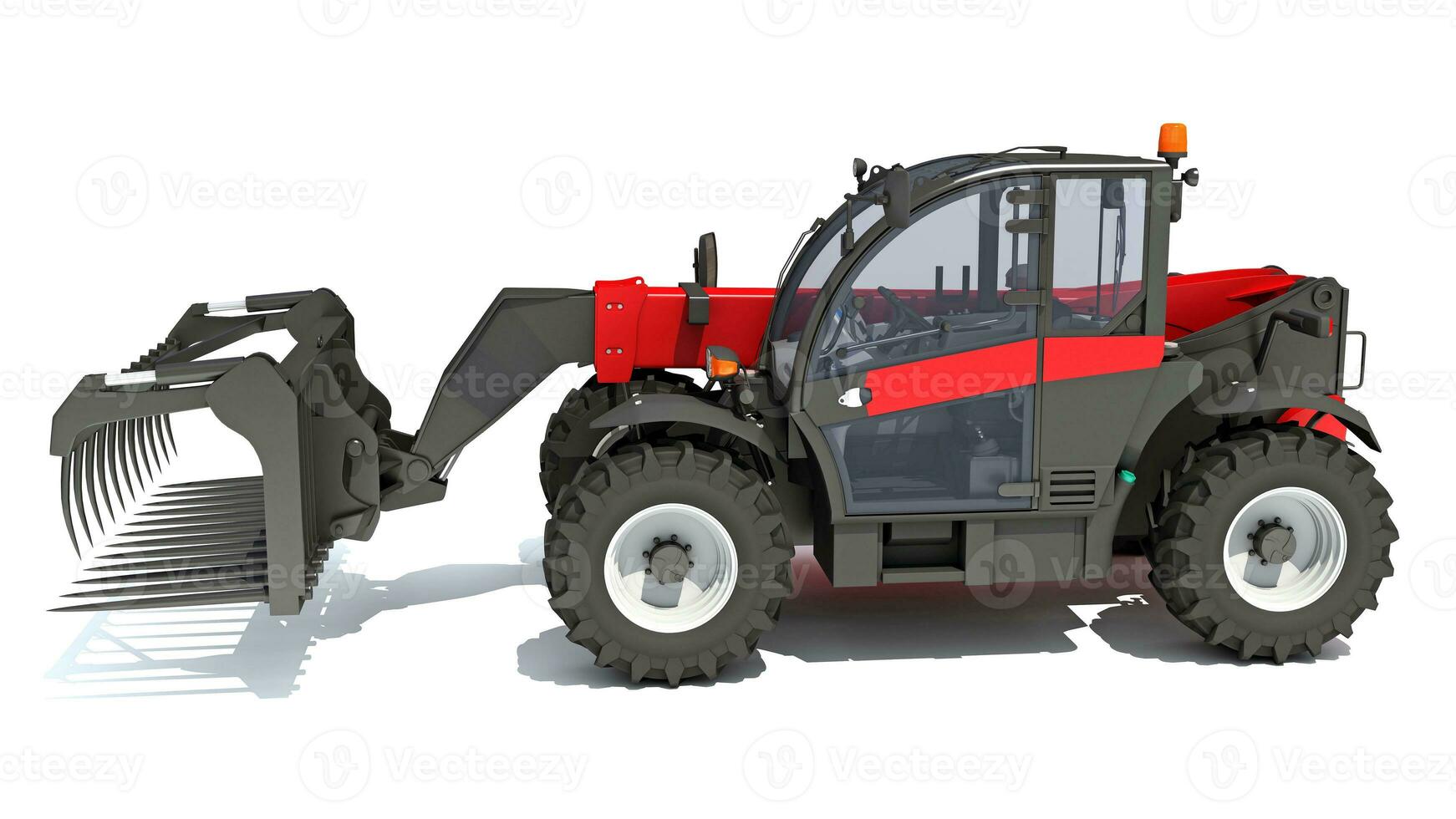 Telehandler heavy construction machinery 3D rendering on white background photo