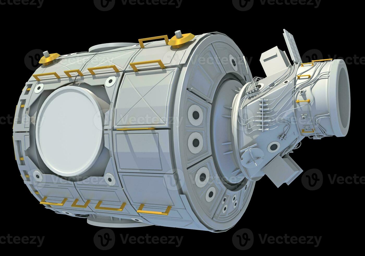 Service Module of ISS International Space Station 3D rendering on black background photo