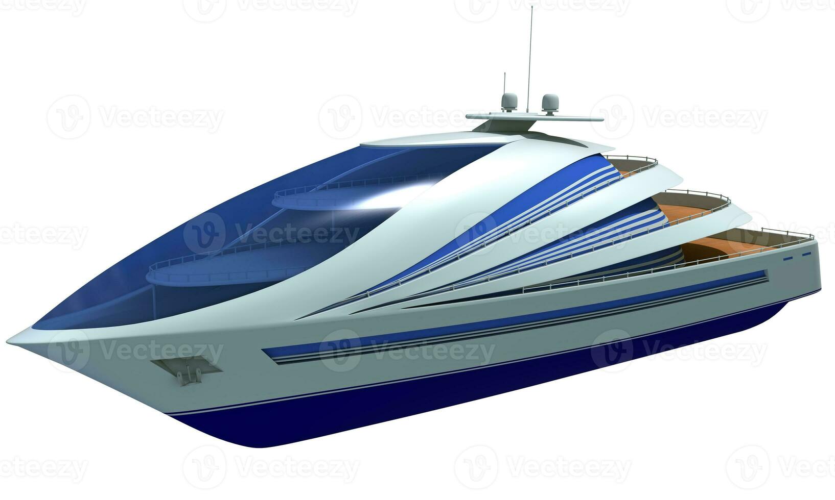 Futuristic Yacht 3D rendering on white background photo
