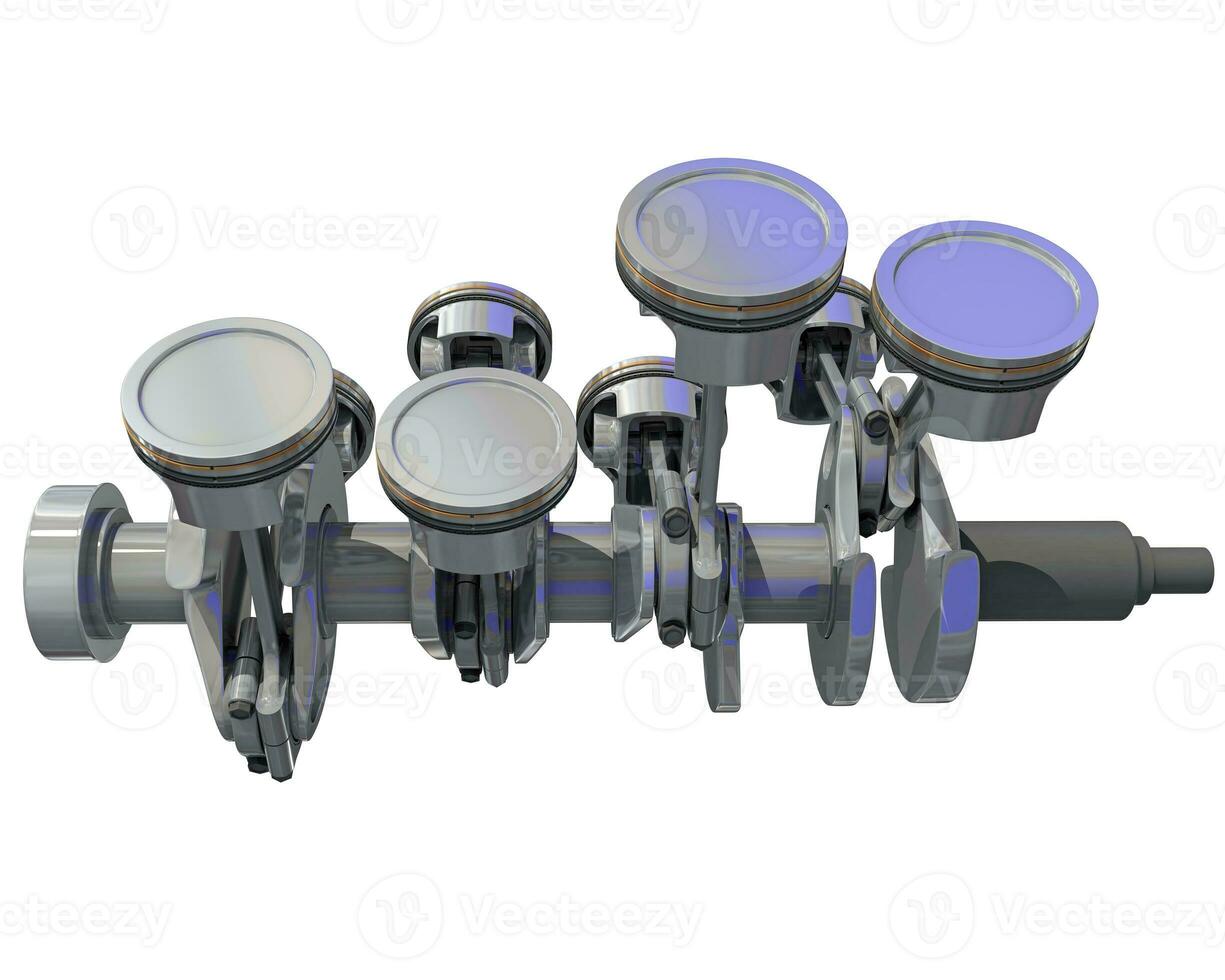 V8 Engine Cylinders 3D rendering on white background photo