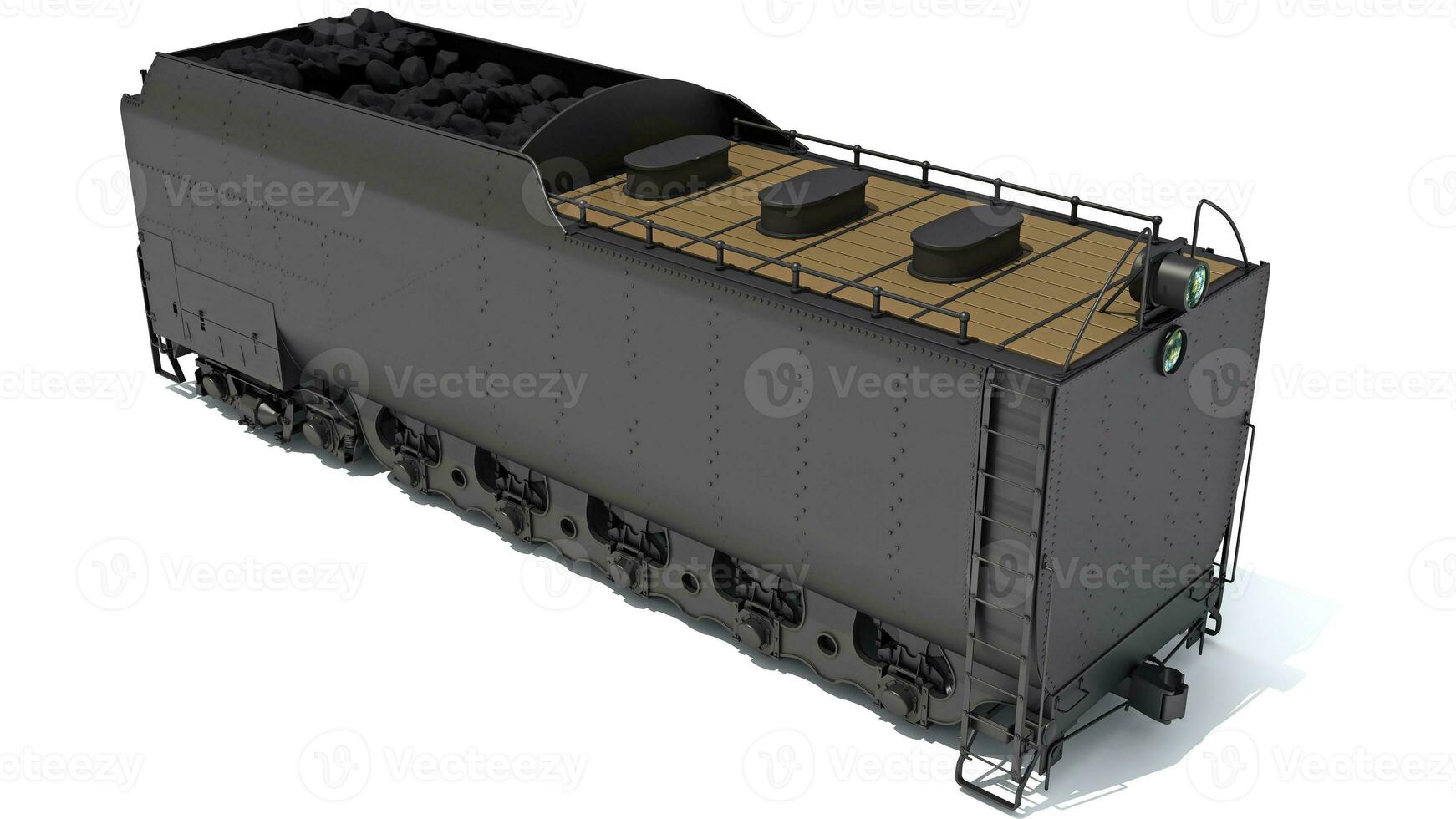 Steam Train Coal Tender Car 3D rendering on white background photo