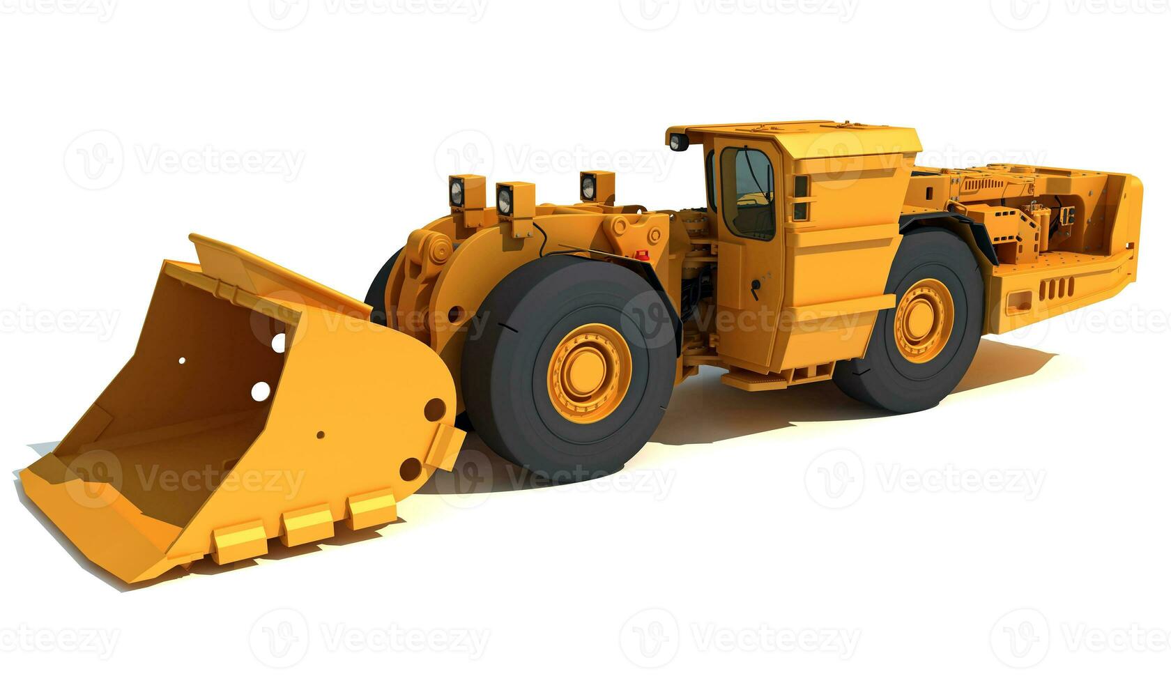 subterráneo minería cargador 3d representación en blanco antecedentes foto