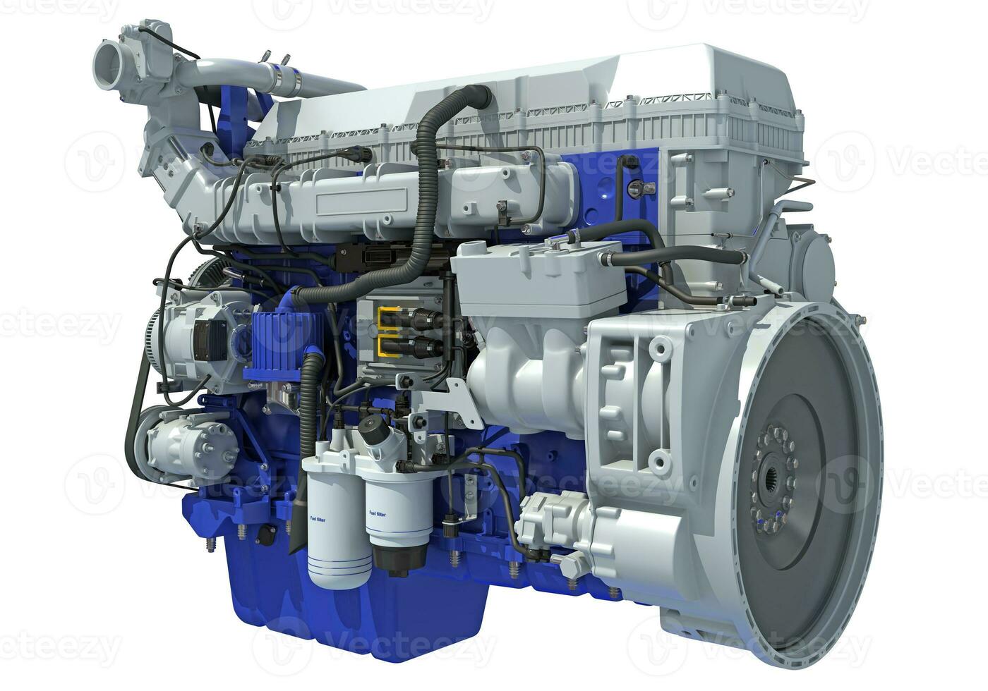 Truck engine 3D rendering on white background photo