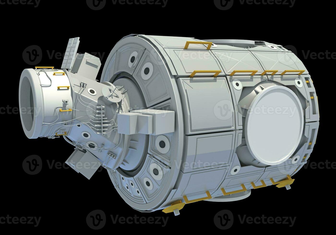 Service Module of ISS International Space Station 3D rendering on black background photo
