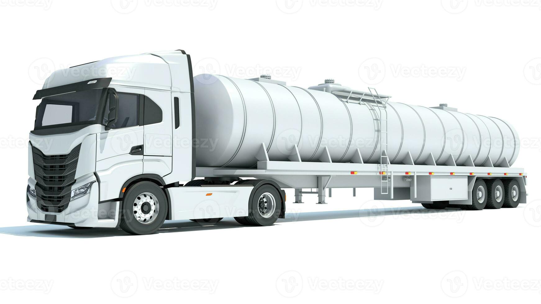 Heavy truck with tank trailer 3D rendering on white background photo