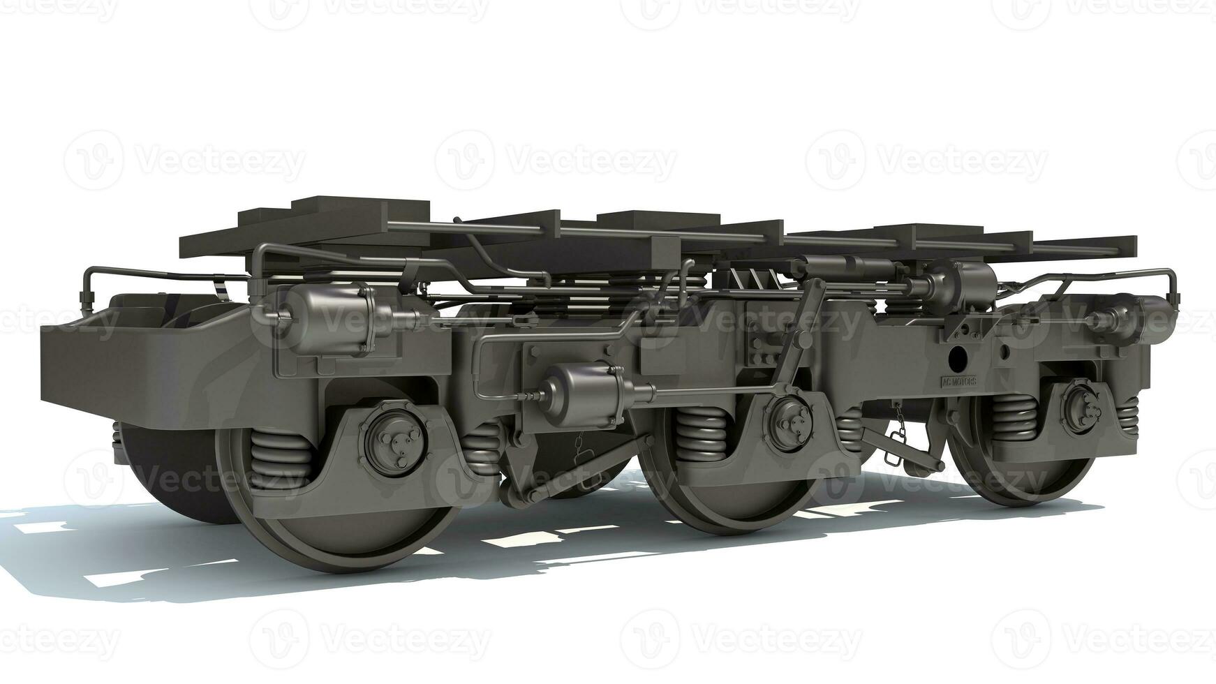 Train Locomotive Trucks Wheels 3D rendering on white background photo