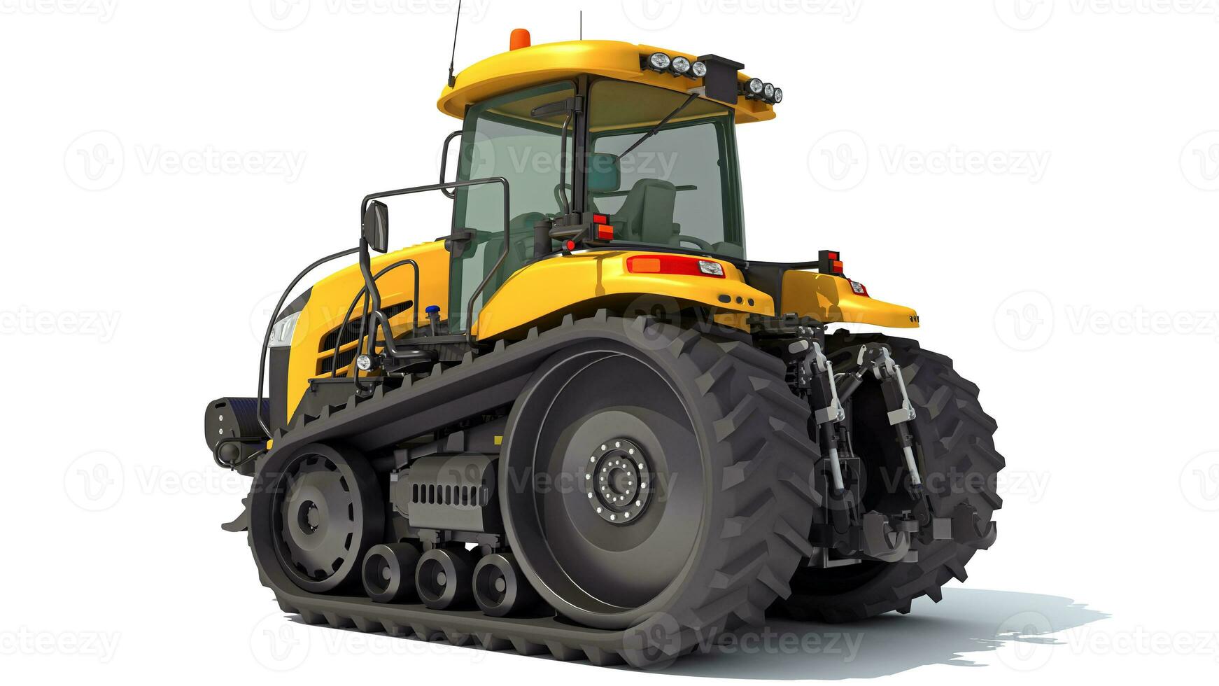 Farm Tractor 3D rendering on white background photo