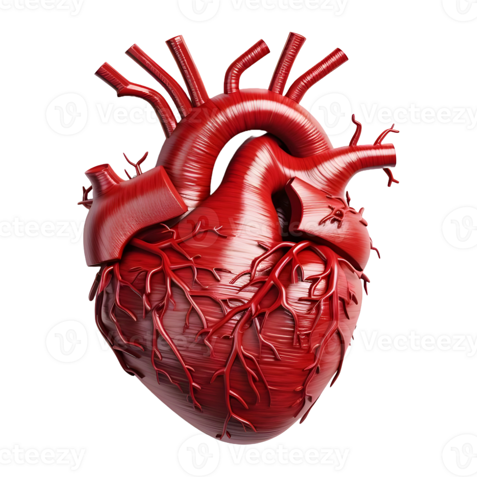 ai generato 3d interpretazione di un' umano cuore su trasparente sfondo - ai generato png