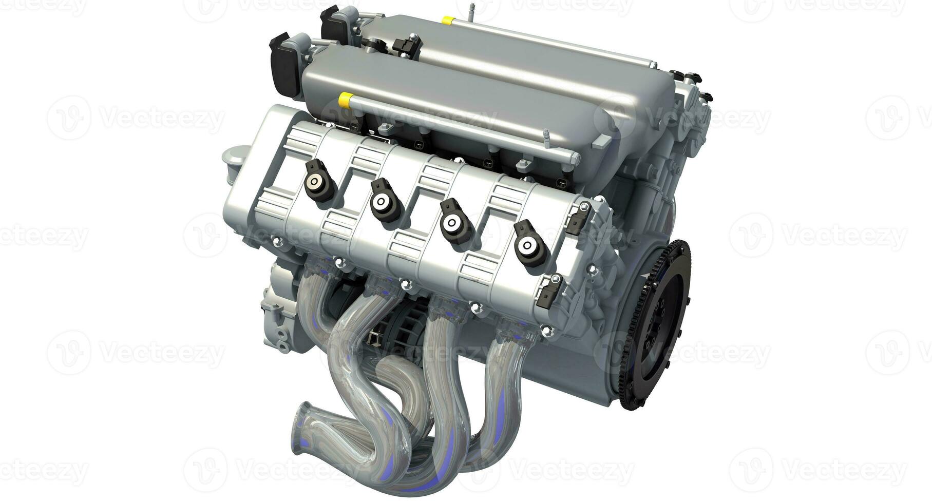 V8 Car Engine 3D rendering on white background photo