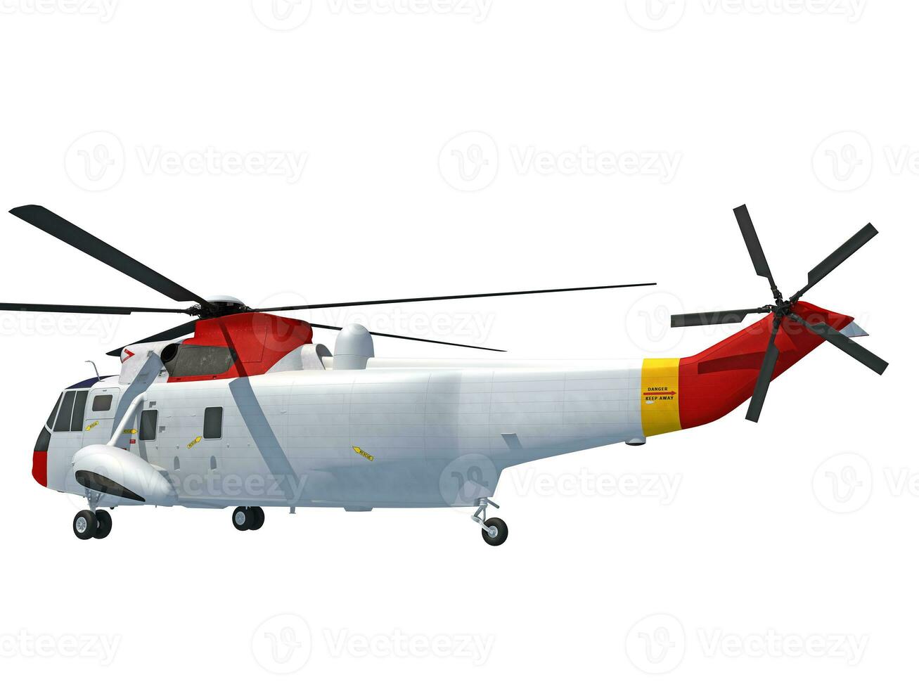 Helicopter 3D rendering on white background photo