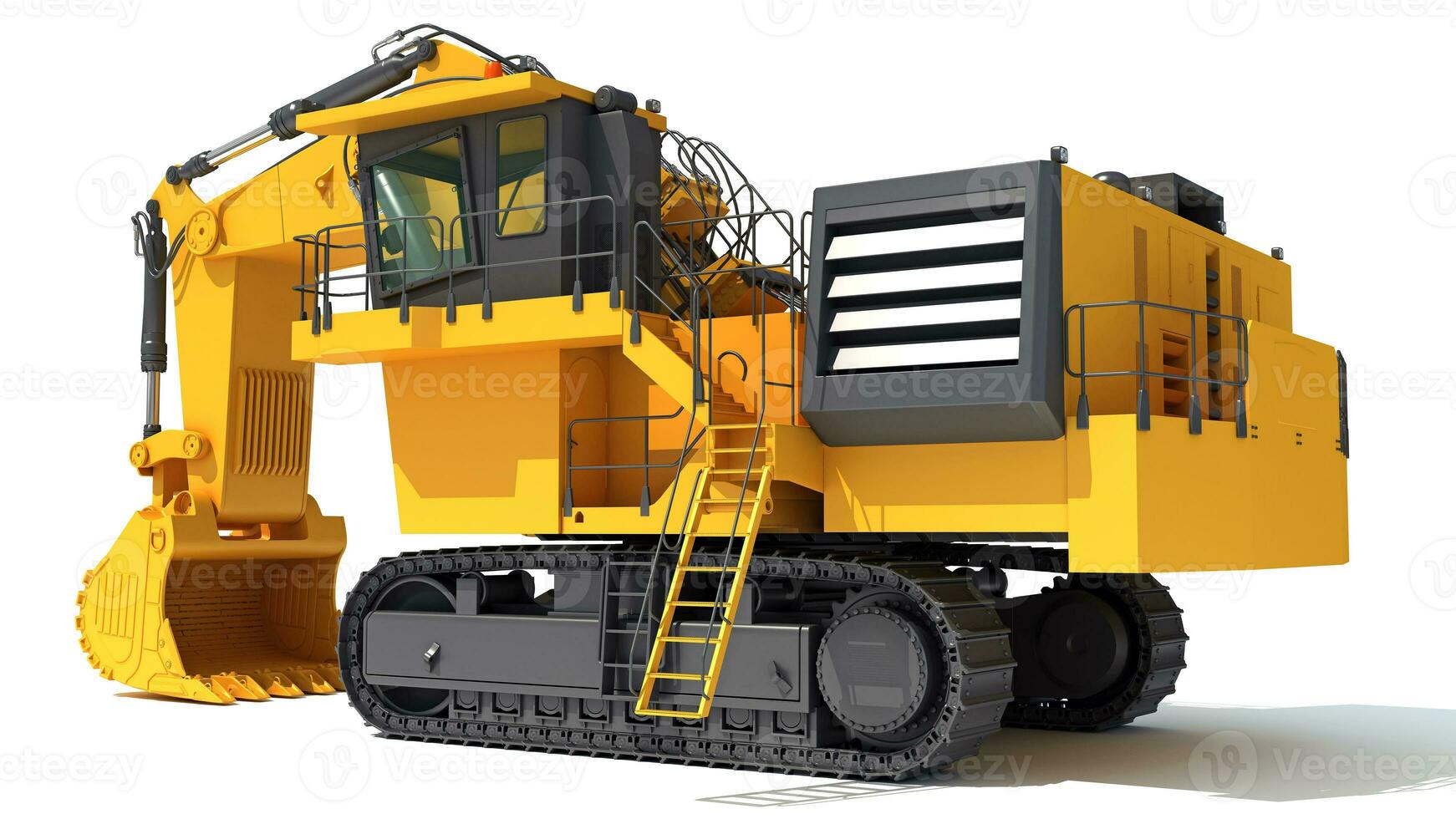 Tracked Mining Excavator heavy construction machinery 3D rendering photo