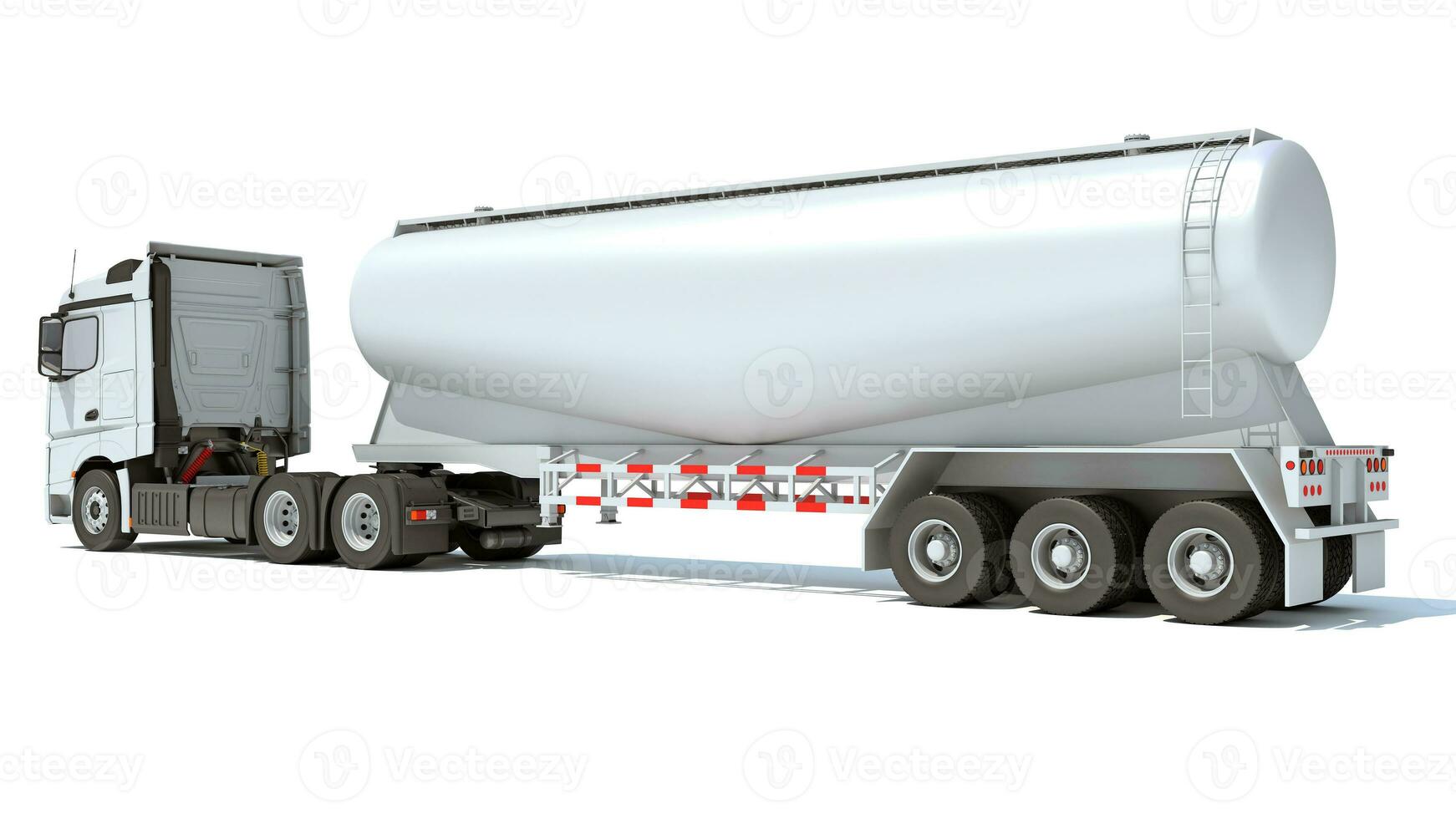 Truck with Tank Trailer 3D rendering on white background photo
