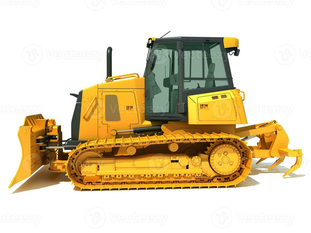 Tracked Dozer heavy construction machinery 3D rendering on white background photo