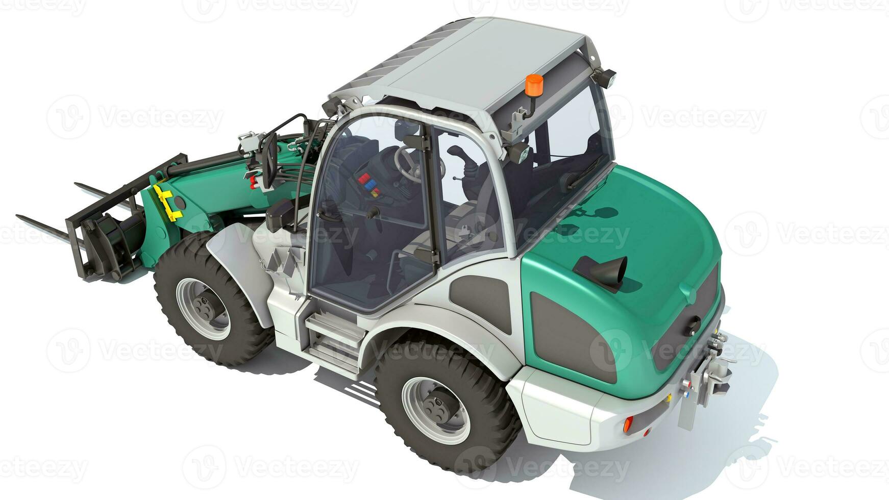 Telescopic Wheel Loader Telehandler Forklift 3D rendering on white background photo