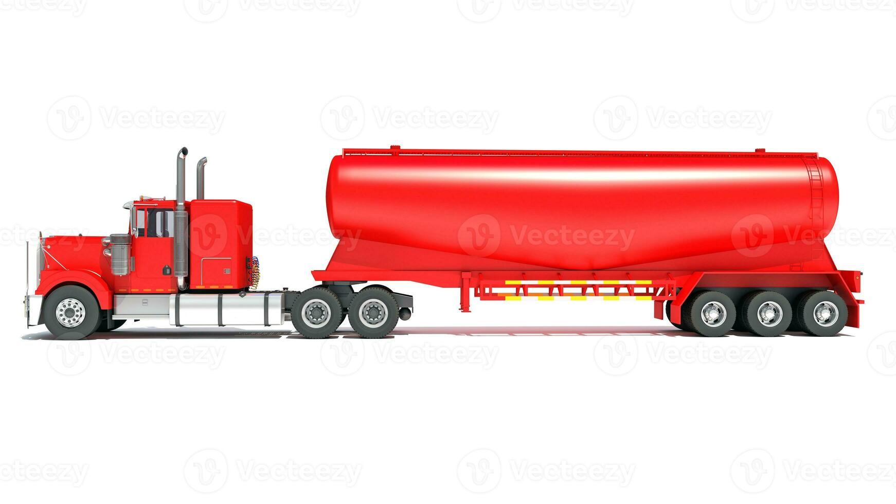 Truck with Tank Trailer 3D rendering on white background photo