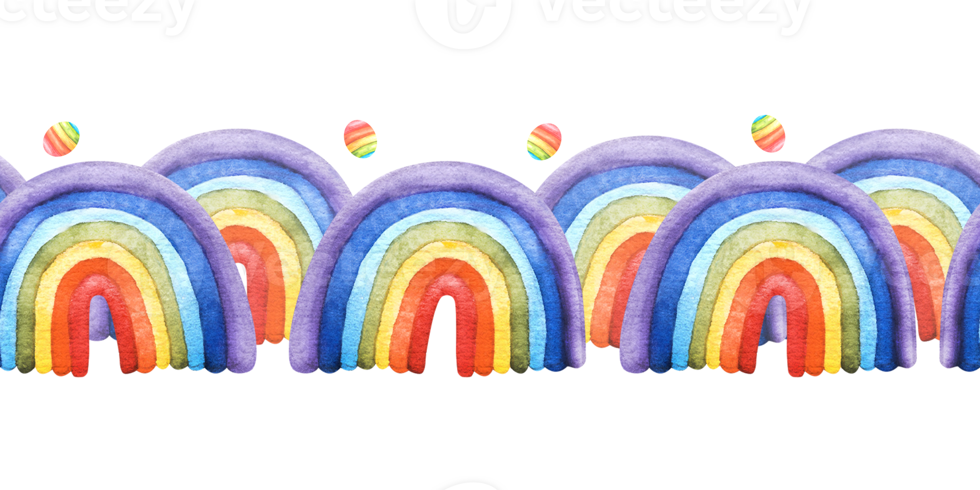Watercolor hand drawn rainbow illustration. Seamless border, pattern Perfect for creative birthday, pride LGBT party, print, textiles, packaging, wallpaper, cover Template background png