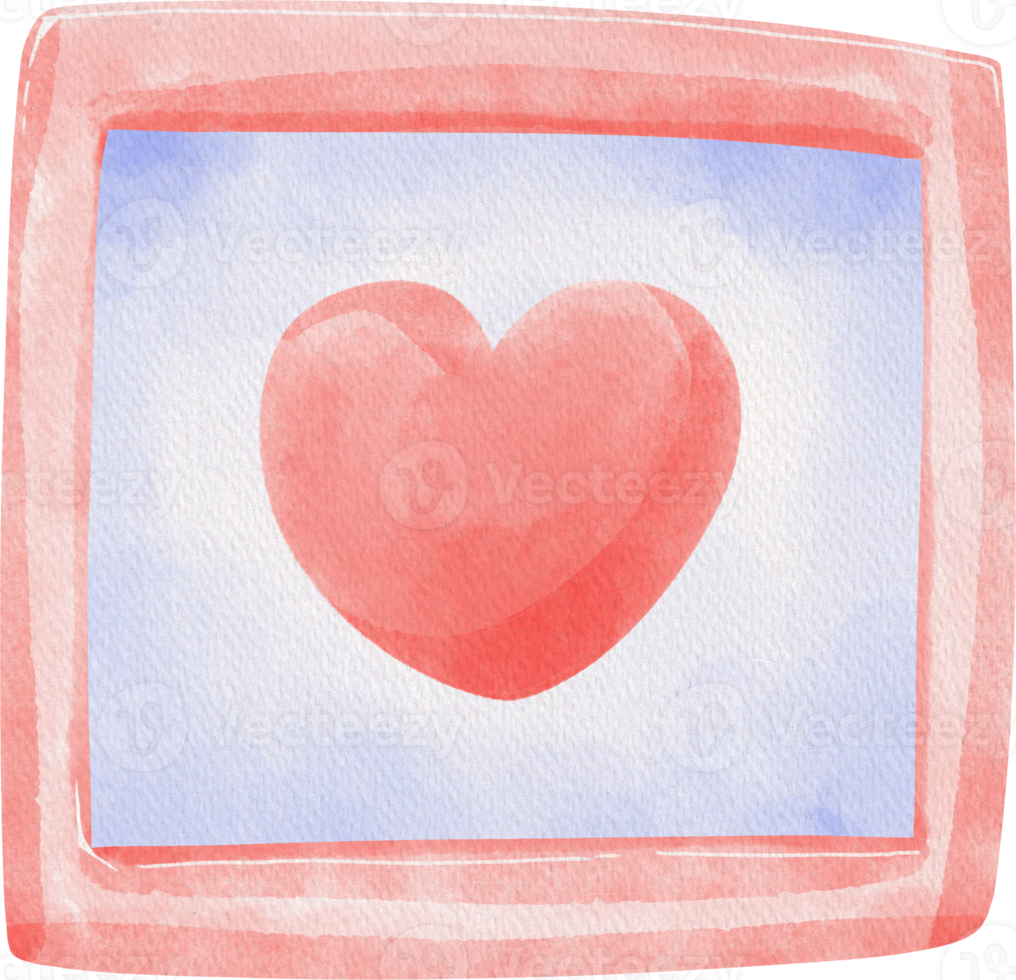 un' acquerello cuore nel un' telaio su un' trasparente sfondo png