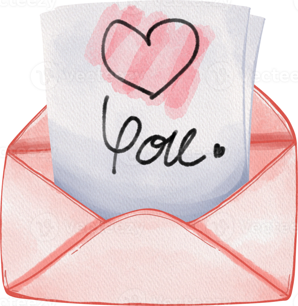 je l'amour vous lettre dans un enveloppe avec une cœur png