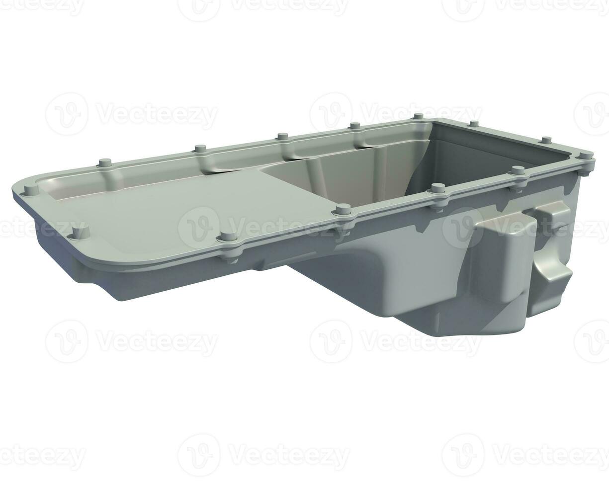 Car Engine Oil Pan Sump 3D rendering on white background photo